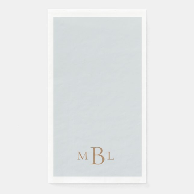 Serviette En Papier Dusty Blue Gold Monogram Mariage (Devant)