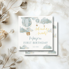 Serviette En Papier Dusty Blue Hot Air Balloon thème Anniversaire Garç