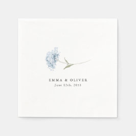 Serviette En Papier Dusty Blue Hydrangea Personalized Wedding Napkins