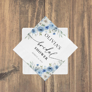 Serviette En Papier Dusty Blue Ivory Bridal Shower Napkin