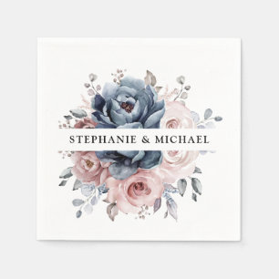 Serviette En Papier Dusty Blue Mauve Rose rose ardoise Mariage floral