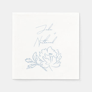 Serviette En Papier Dusty Blue Minimalist Mariage botanique
