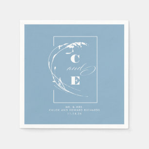 Serviette En Papier Dusty Blue Moderne Mariage Monogramme