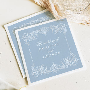 Serviette En Papier Dusty Blue Ornate Mariage