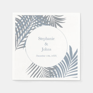 Serviette En Papier Dusty Blue Palm Feuille Art élégant mariage