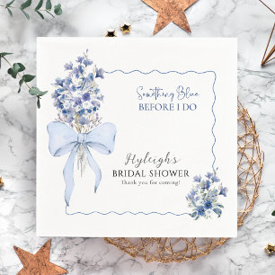 Serviette En Papier Dusty Blue Ribbon Bow Calla Lily Soirée élégante