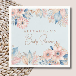 Serviette En Papier Dusty Blue rose Floral Boho Chic Baby shower