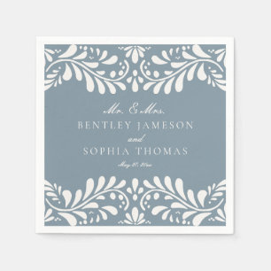 Serviette En Papier Dusty Blue Talavera Carrelage Espagne Mariage Fies