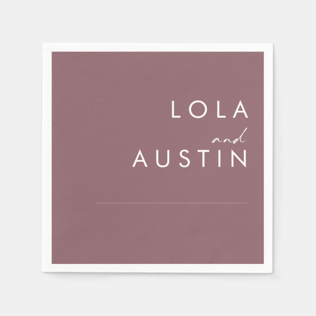 Serviette En Papier Dusty Boho | Serviettes de Mariage violet (Devant)