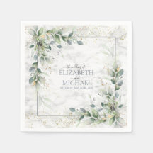 Dusty Botanical Greenery Gold Marble Mariage