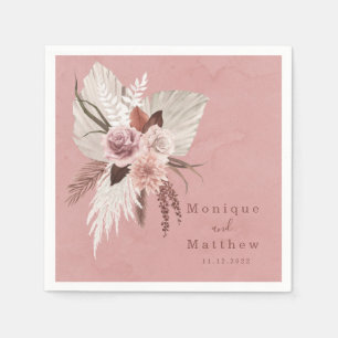 Serviette En Papier Dusty Cuivre Tropper Pampas Grass Mariage de bord 