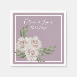 Serviette En Papier Dusty Lavender Floral Romantique Script moderne