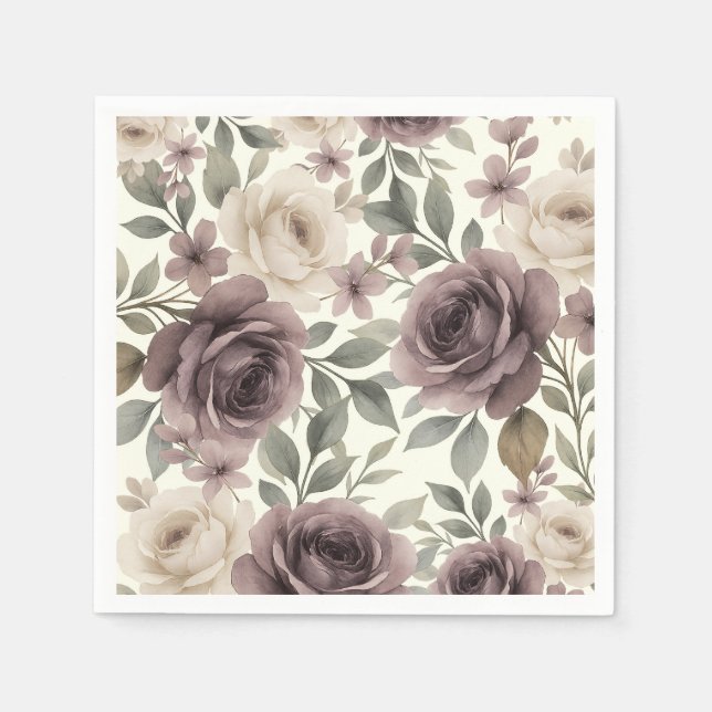 Serviette En Papier Dusty Mauve & Ivory Bloom Mariage botanique (Devant)