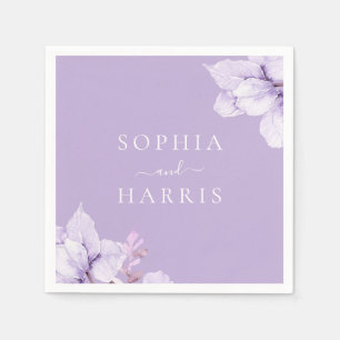 Serviette En Papier Dusty Purple Floral Mariage