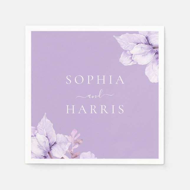 Serviette En Papier Dusty Purple Floral Mariage (Devant)