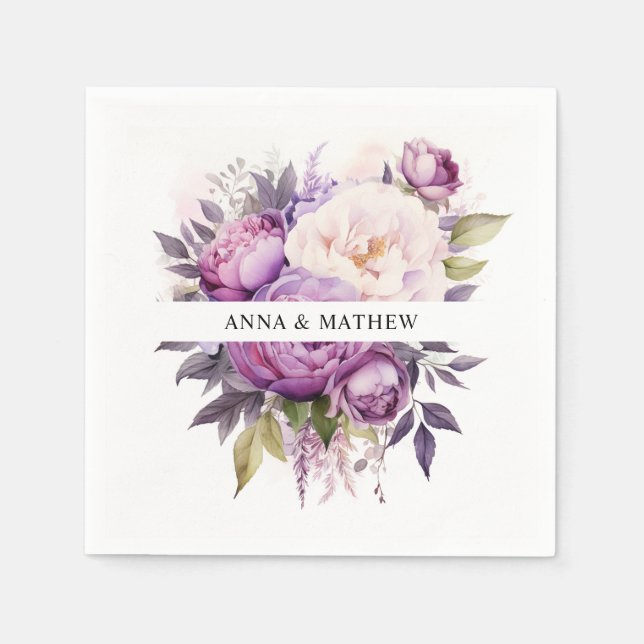Serviette En Papier Dusty Purple Lavender Floral Boho mariage (Devant)