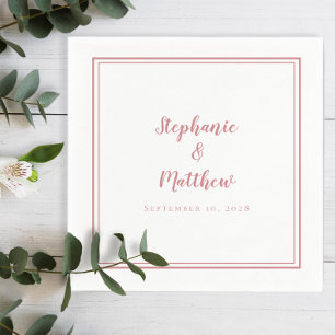 Serviette En Papier Dusty Rose & Blanc Simple moderne mariage Party