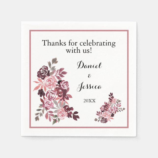Serviette En Papier Dusty Rose Bourgogne Mariage Réception serviettes (Devant)