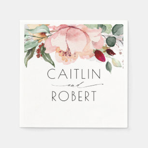 Serviette En Papier Dusty Rose Floral Automne Rustique