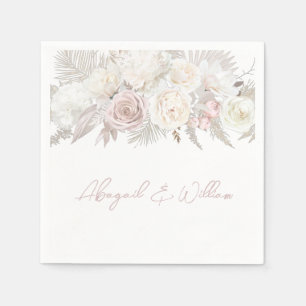 Serviette En Papier Dusty Rose & Ivory Floral Wedding Réception
