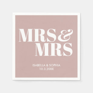 Serviette En Papier Dusty Rose Mme & Mme Mariage personnalisé Napkins