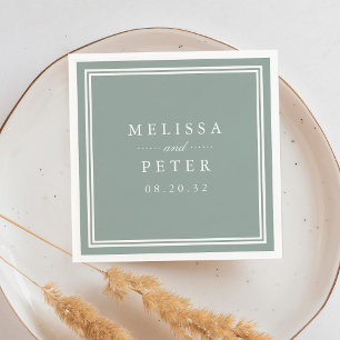 Serviette En Papier Dusty Sage Green Mariage personnalisé classique