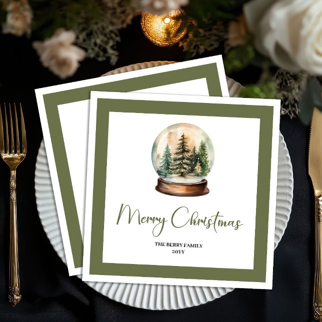 Serviette En Papier Earthy Christmas Ball Minimal Script Name Napkins (Earthy Christmas Ball Minimal Script Name Napkins)