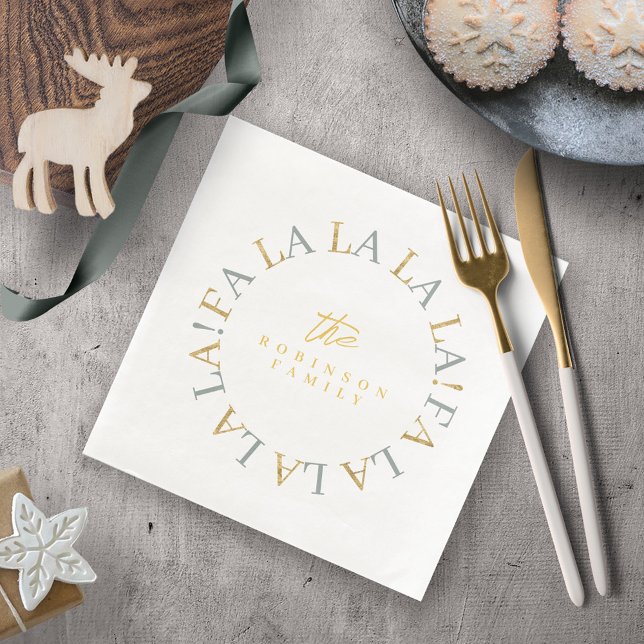 Serviette En Papier Earthy Green Gold Fa de Noël La La ID1009 (Créateur téléchargé)