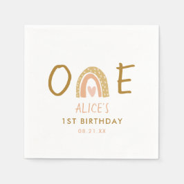 Serviette En Papier Earthy Rainbow Girl 1er fête d'anniversaire