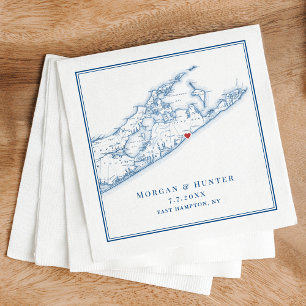 Serviette En Papier East Hampton NY Elegant Navy Blue Mariage