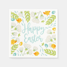 Easter Chicks Spring Floral Foliage 
