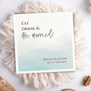 Serviette En Papier Eat Drink Be Married Dusty Blue Mariage Cocktail