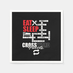Serviette En Papier Eat Sleep Crossword Puzzle Repeat Puzzler Brain Te