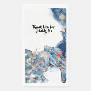Serviette En Papier Eau de poulpe mammifères océaniques bleu orange ch