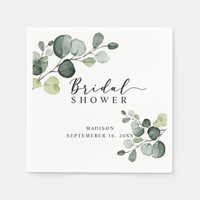 Serviette En Papier Eau-forte Eucalyptus Verdure Baby Shower (Devant)