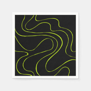 Serviette En Papier Ebb et flux 2 en Lime vert et noir