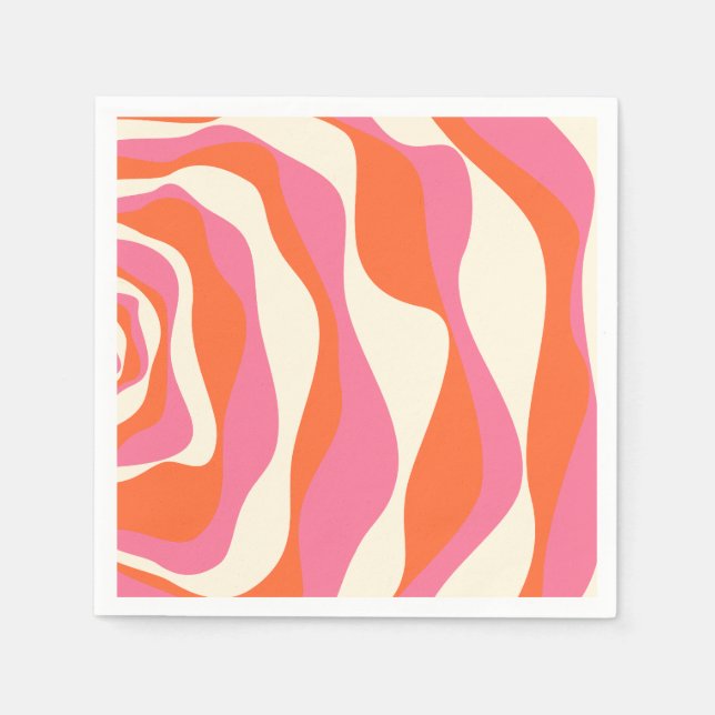 Serviette En Papier Ebb et flux 4 - rose, orange et crème (Devant)