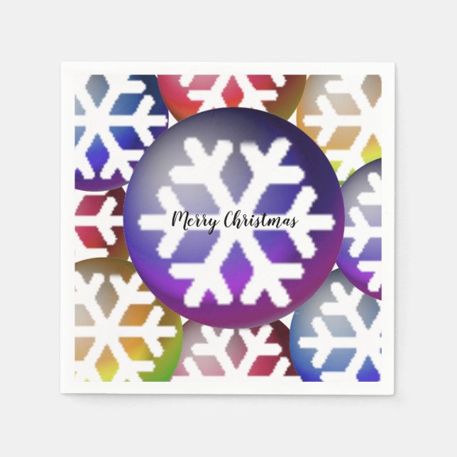 Serviette En Papier Éblouissant Snowflakes Papier de Noël (Devant)