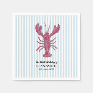 Serviette En Papier Ébullition de homard personnalisée rayure bleue ma