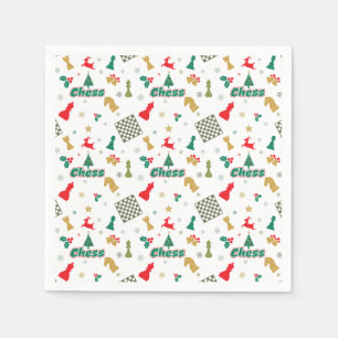 Serviette En Papier Échecs de Noël - Pièces, Arbre, Holly, Rennes