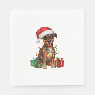Serviette En Papier Éclairage de Noël Chapeau Miniature Pinscher Chien