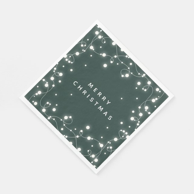 Serviette En Papier Éclairage vert Feux de Noël Papier de fête (Coin)