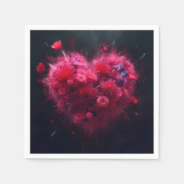 Serviette En Papier Éclatement du coeur rose (Devant)