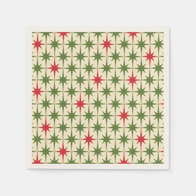 Serviette En Papier Éclats d'étoiles de Noël Rétro Moderne du Milieu d (Devant)