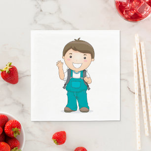 Serviette En Papier Écolier souriant avec cartable