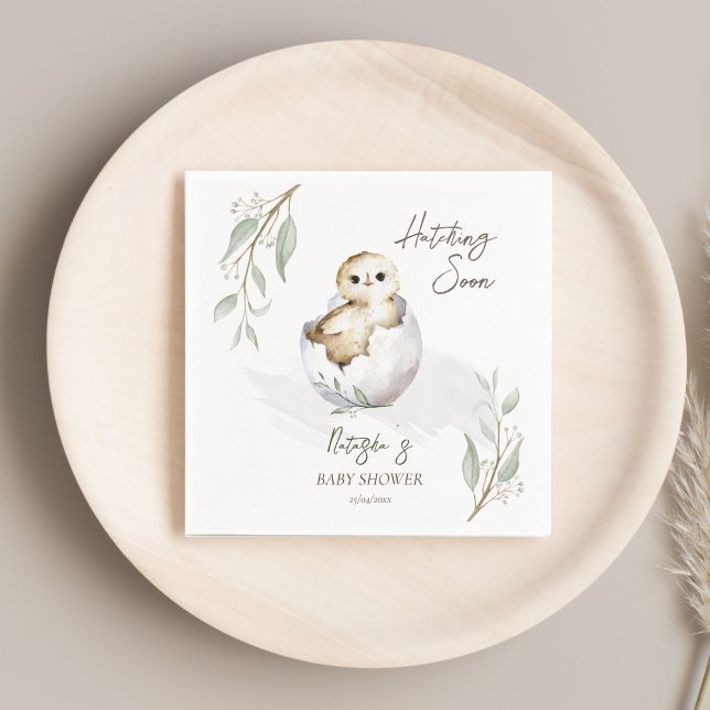 Serviette En Papier Écouter bientôt petit baby shower de printemps ois (Hatching soon little bird spring baby shower template napkins personalized tableware baby owl in egg)