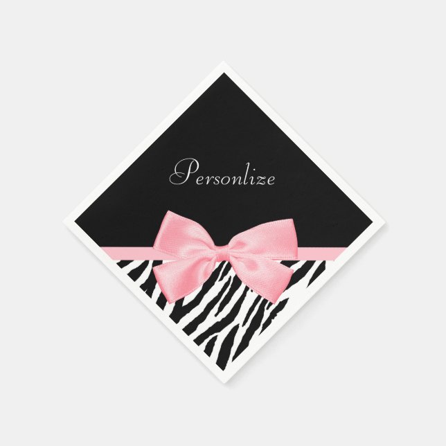 Serviette En Papier Écran Zebra Imprimé Fille Doux Ruban rose clair (Coin)