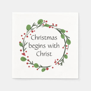 Serviette En Papier Écriture chrétienne de Noël