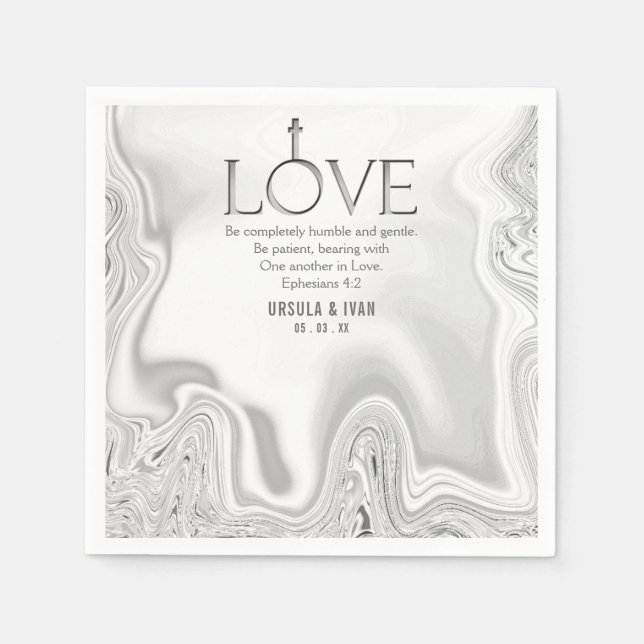 Serviette En Papier Écriture d'amour Verse Ephésiens 4:2 Mariage (Devant)