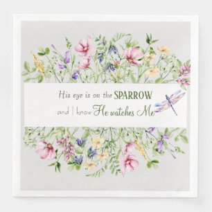 Serviette En Papier Écriture de foi encourageant l'aquarelle botanique
